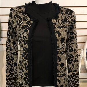 Gottardi Collection Black and Tan Patterned Cardigan